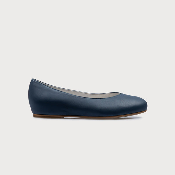 Grand cerebrum stribet Calla | Charlotte Wide Fit | Blue nappa leather ballet flats for bunions