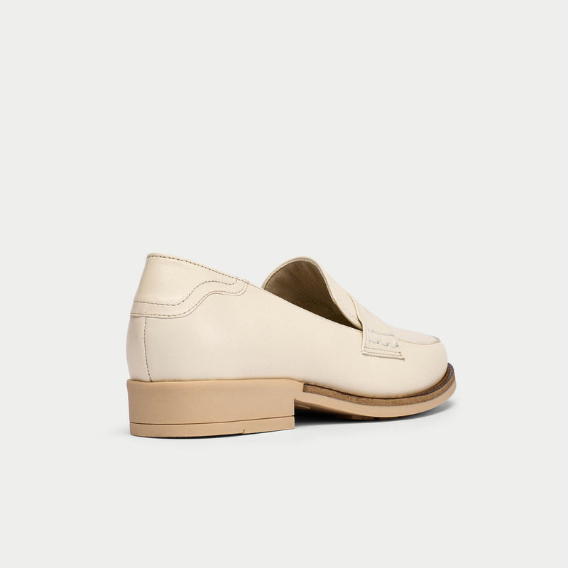 back view of loafers for bunions latte leather