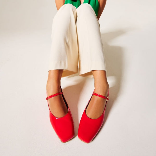 Wide fit red store mary jane shoes