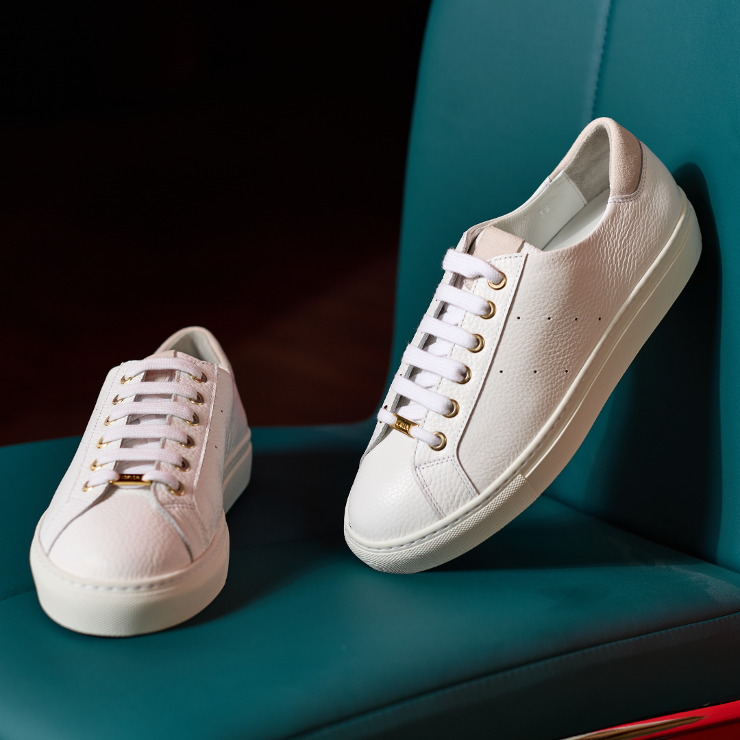 Calla Star trainers in white leather, a wide-fit everyday walking shoe for bunions