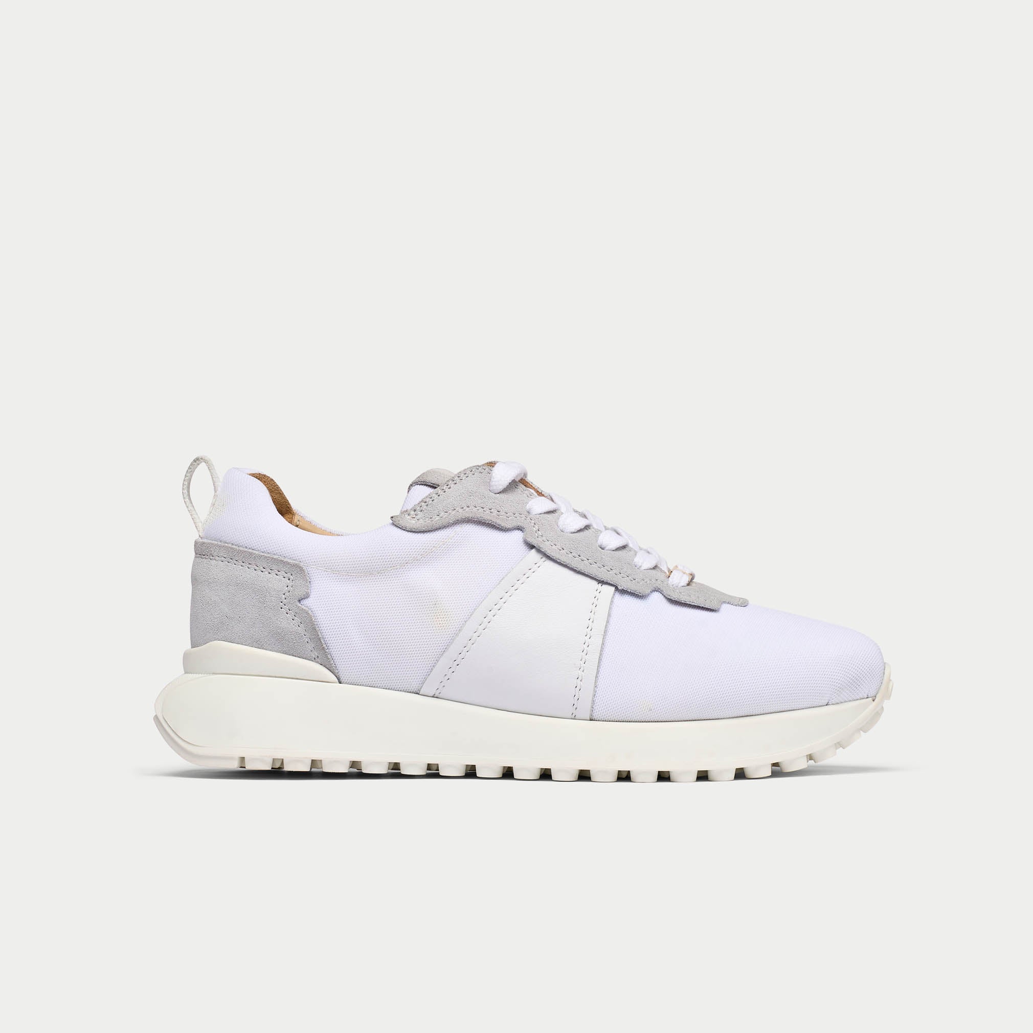 White and gray sneaker on a white background