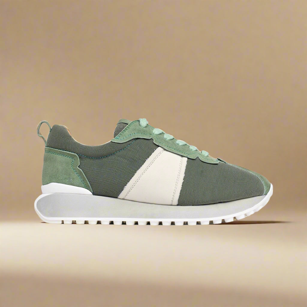 cosmos mist sneaker on a light gray background