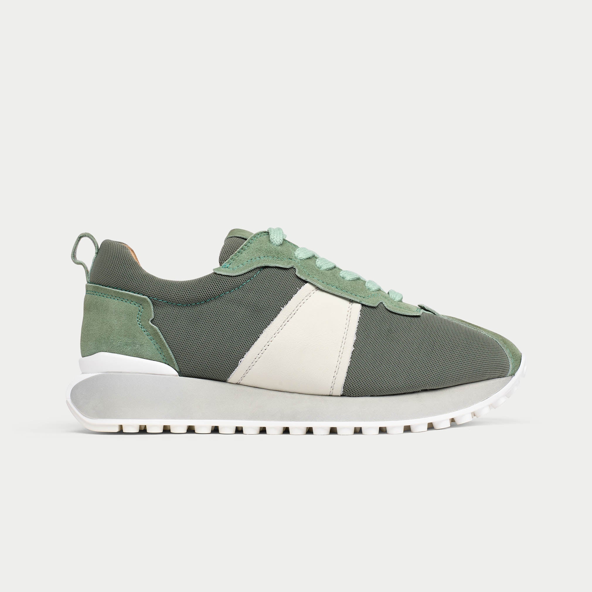cosmos mist sneaker on a light gray background