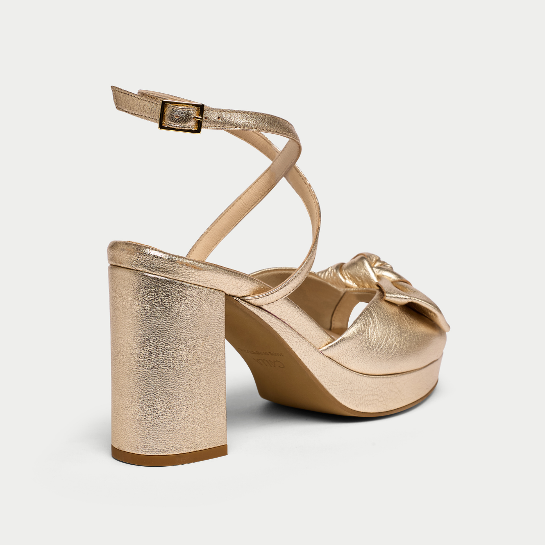 Daisy - Champagne Metallic Block Heels (image 5)