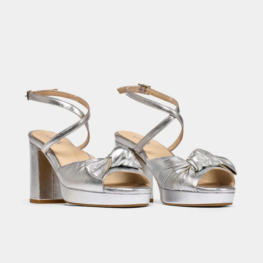 Daisy silver block heel pair