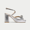 Daisy silver block heel side view