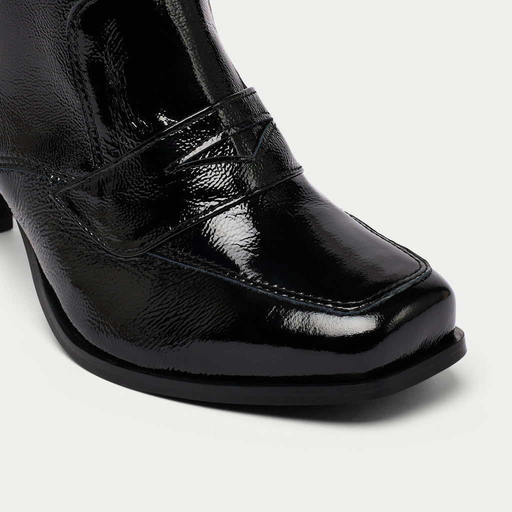 Mens black patent outlet leather boots