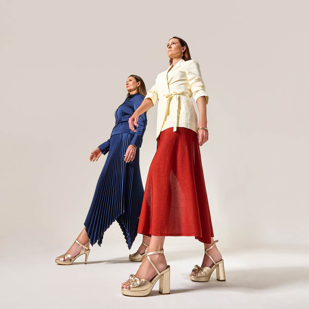 Daisy - Champagne Metallic Block Heels (image 4)