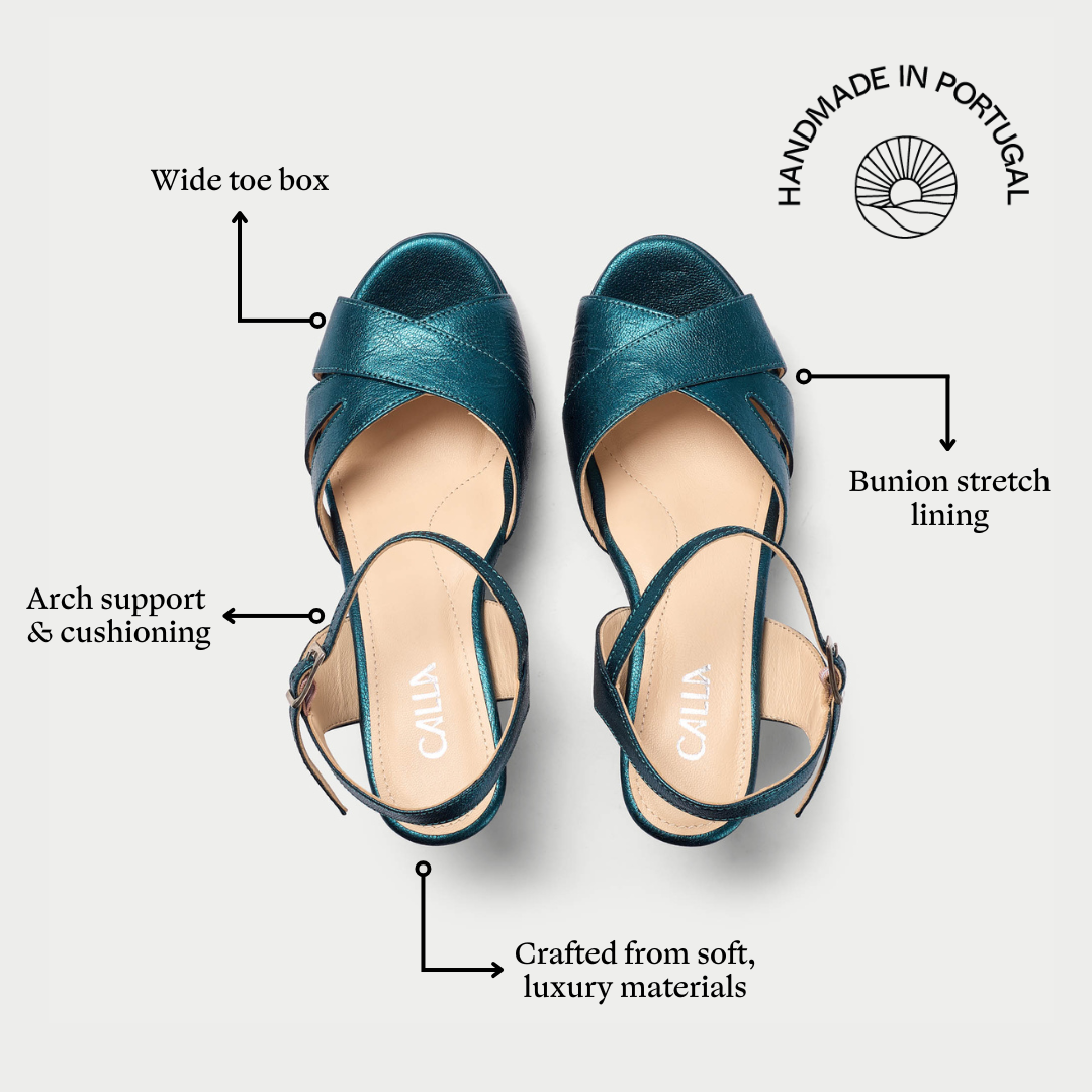 Emily - Teal Metallic Leather Heeled Sandals (image 7)