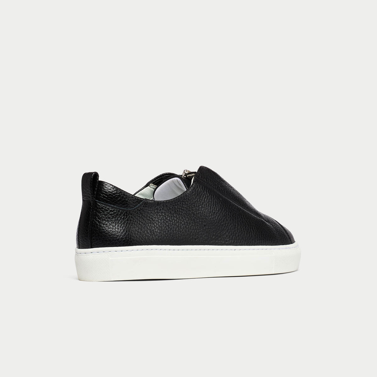 Estella - Black Leather Zip-Up Wide Fit Trainers (image 7)