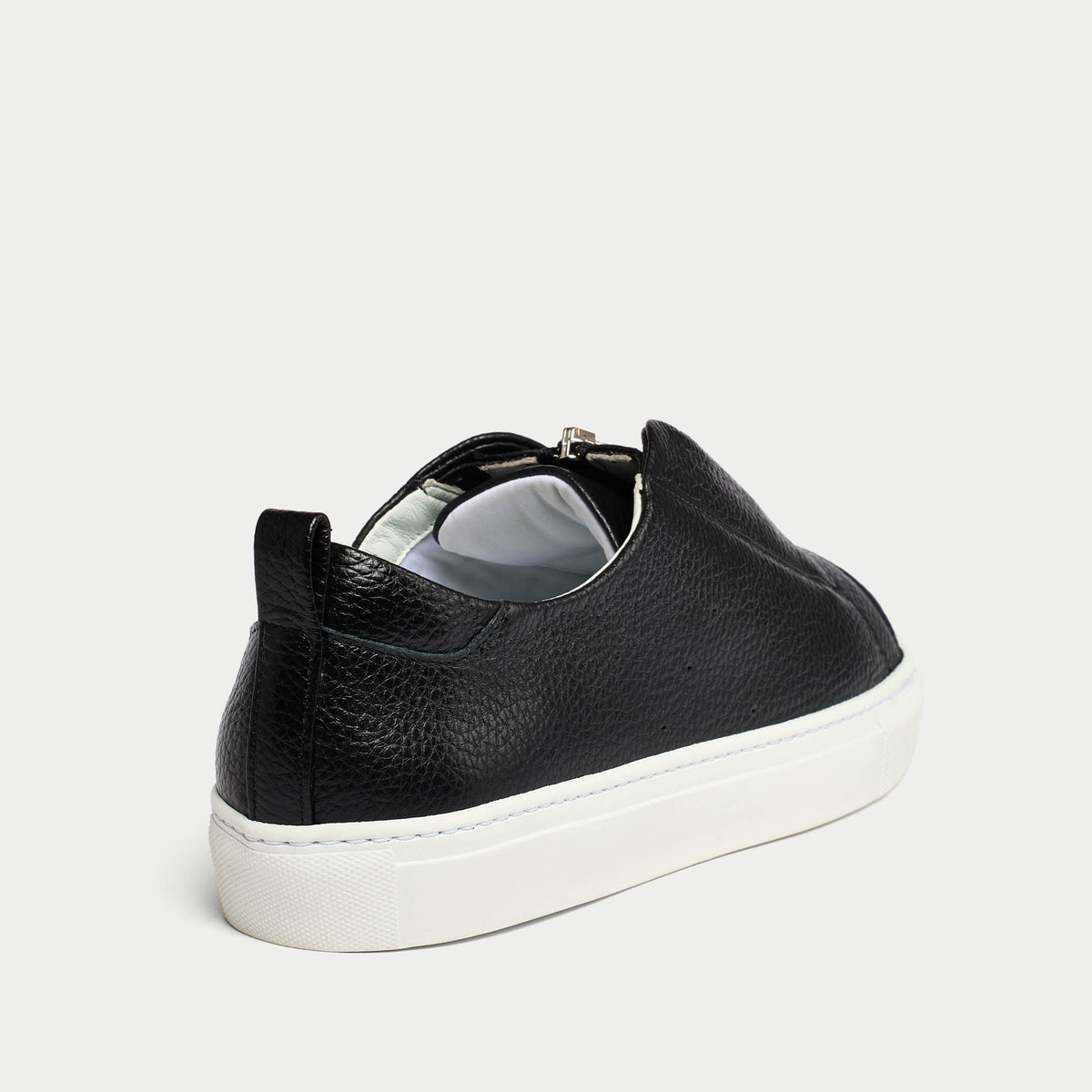 Estella - Black Leather Zip-Up Wide Fit Trainers (image 5)