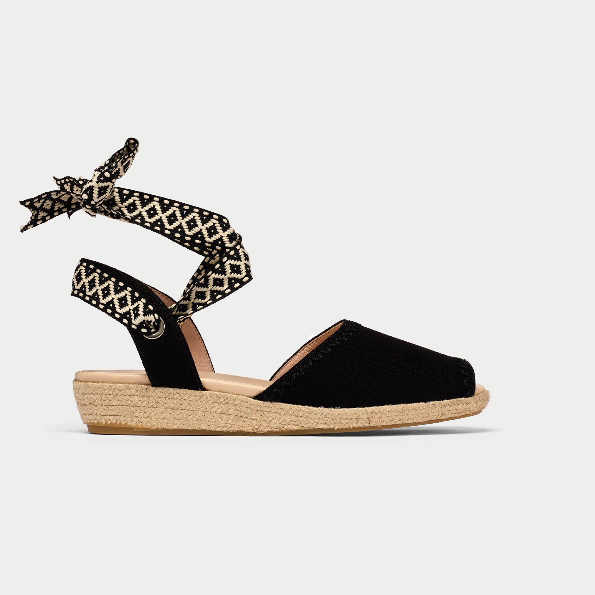 evelyn black espadrille for bunions side view