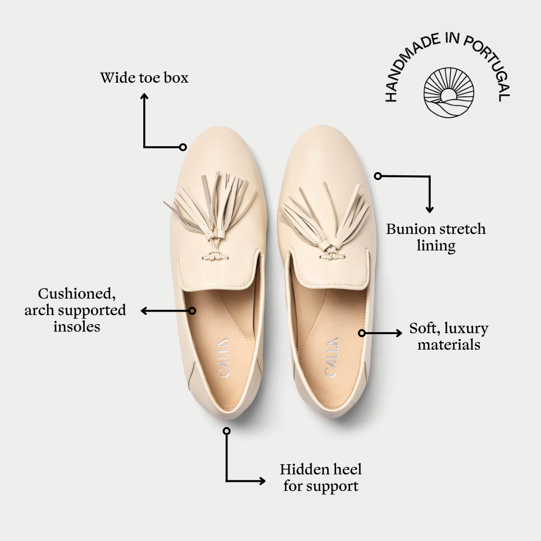 Freya - Off White Leather Loafers (image 7)