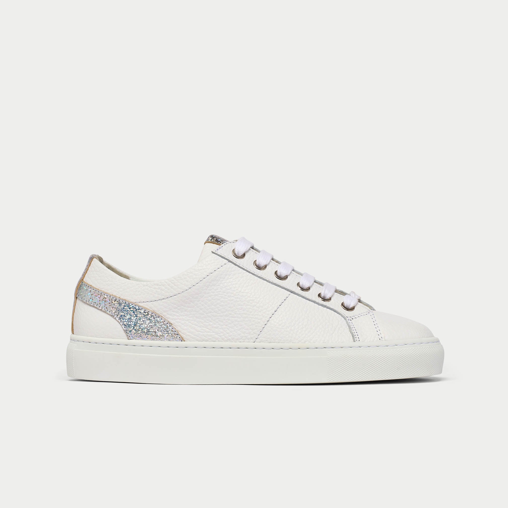 Luna holographic white sneakers side view