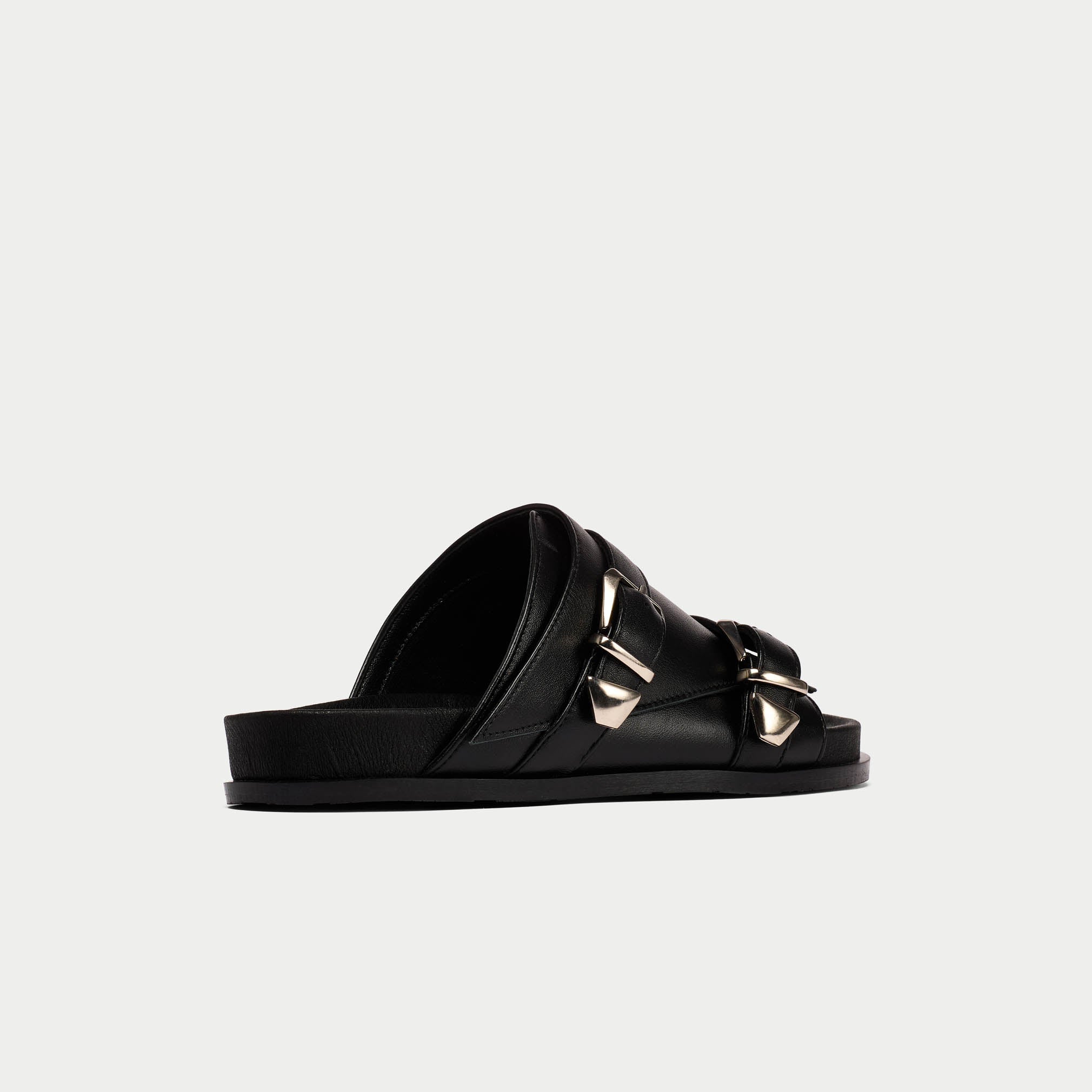 Lily black leather sandal back/side view