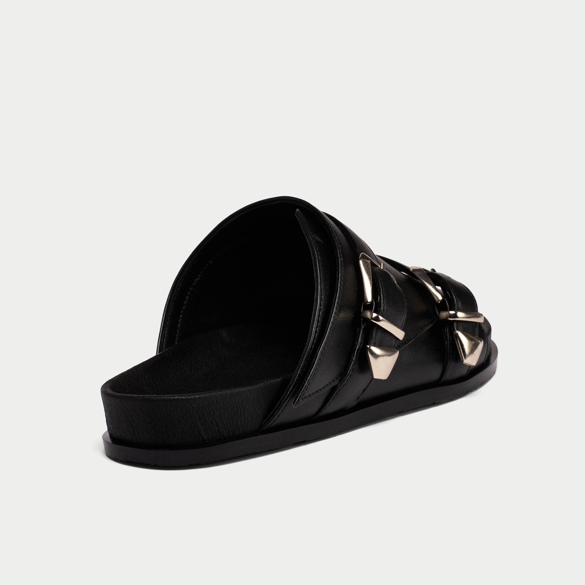 Lily black leather sandal back view