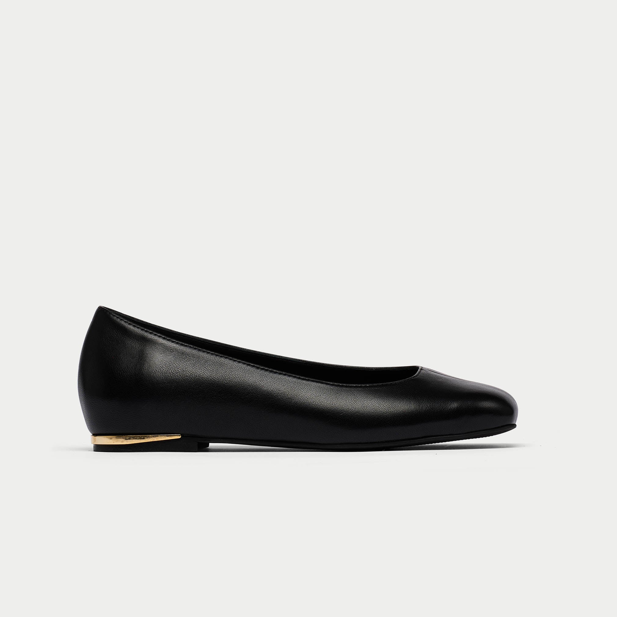 Lucinda black flat shoe side view