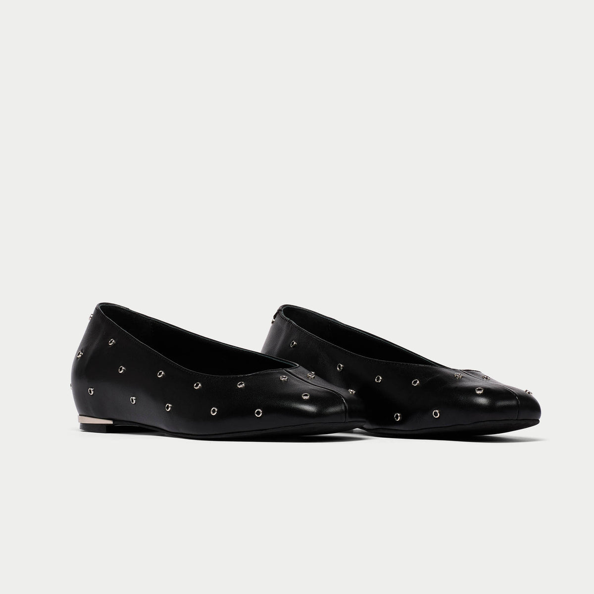 Lucinda - Black Studded Leather Ballerinas (image 5)