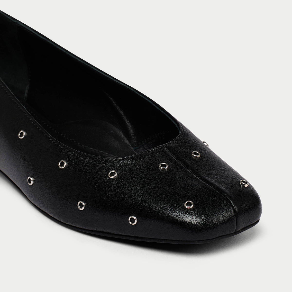 Lucinda - Black Studded Leather Ballerinas (image 8)