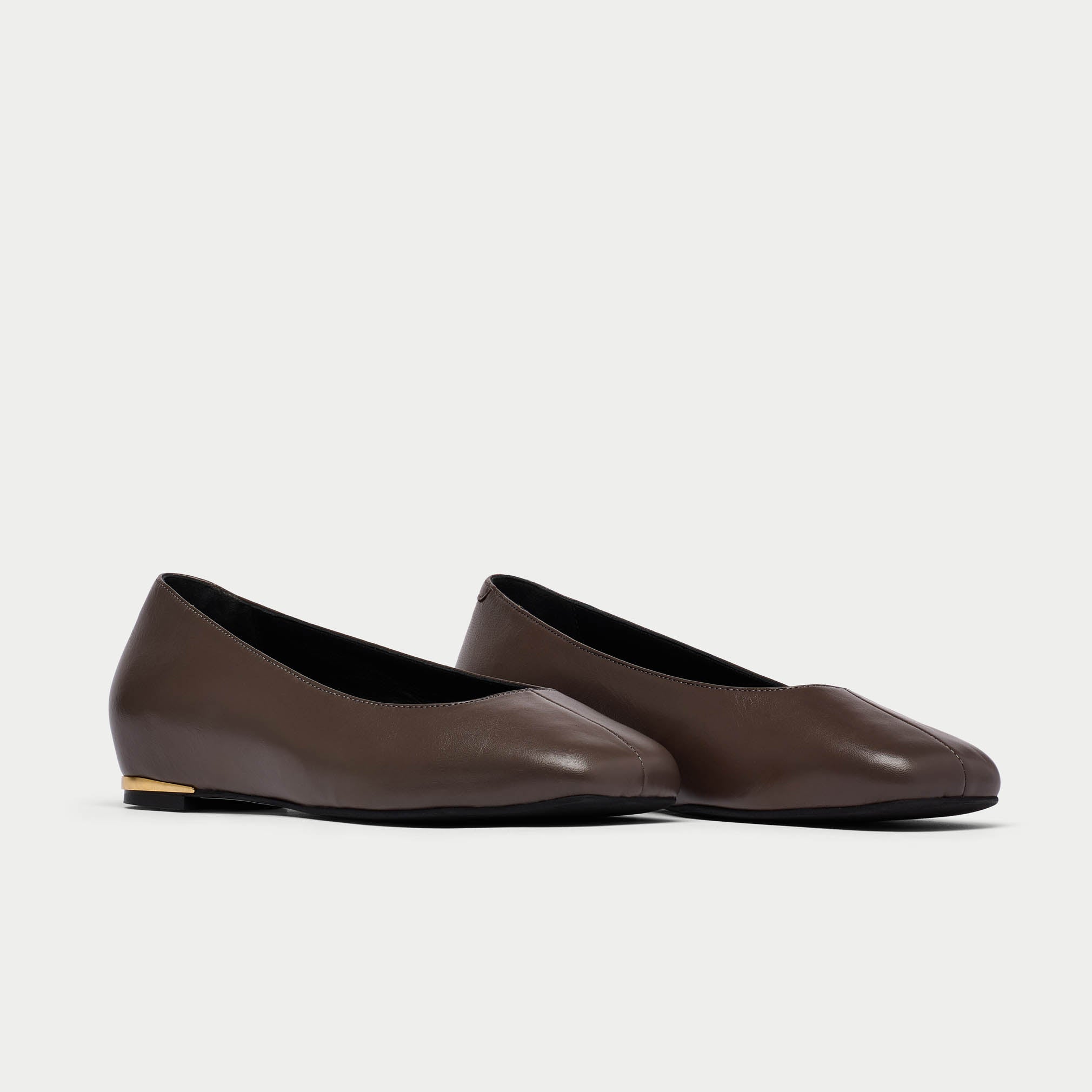 Lucinda slate leather flat shoe pair