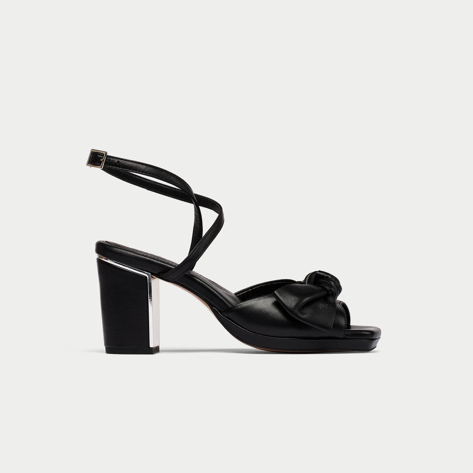 Lydia | Black leather high heel sandal - Calla Shoes