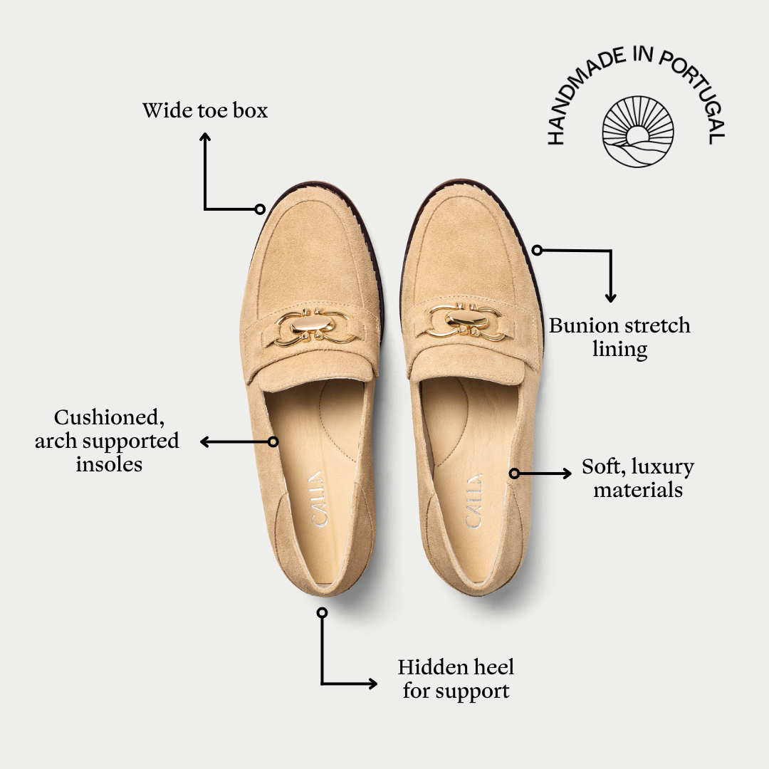 Meredith - Camel Suede Loafers