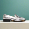 Nadia silver loafer side view