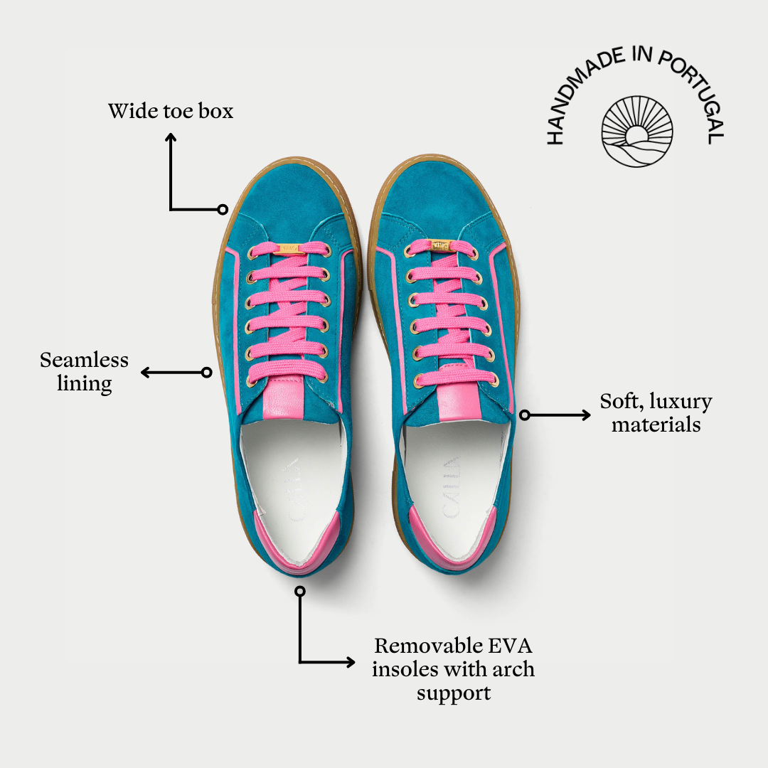 Saturn - Teal & Magenta Suede Wide Fit Trainers (image 8)