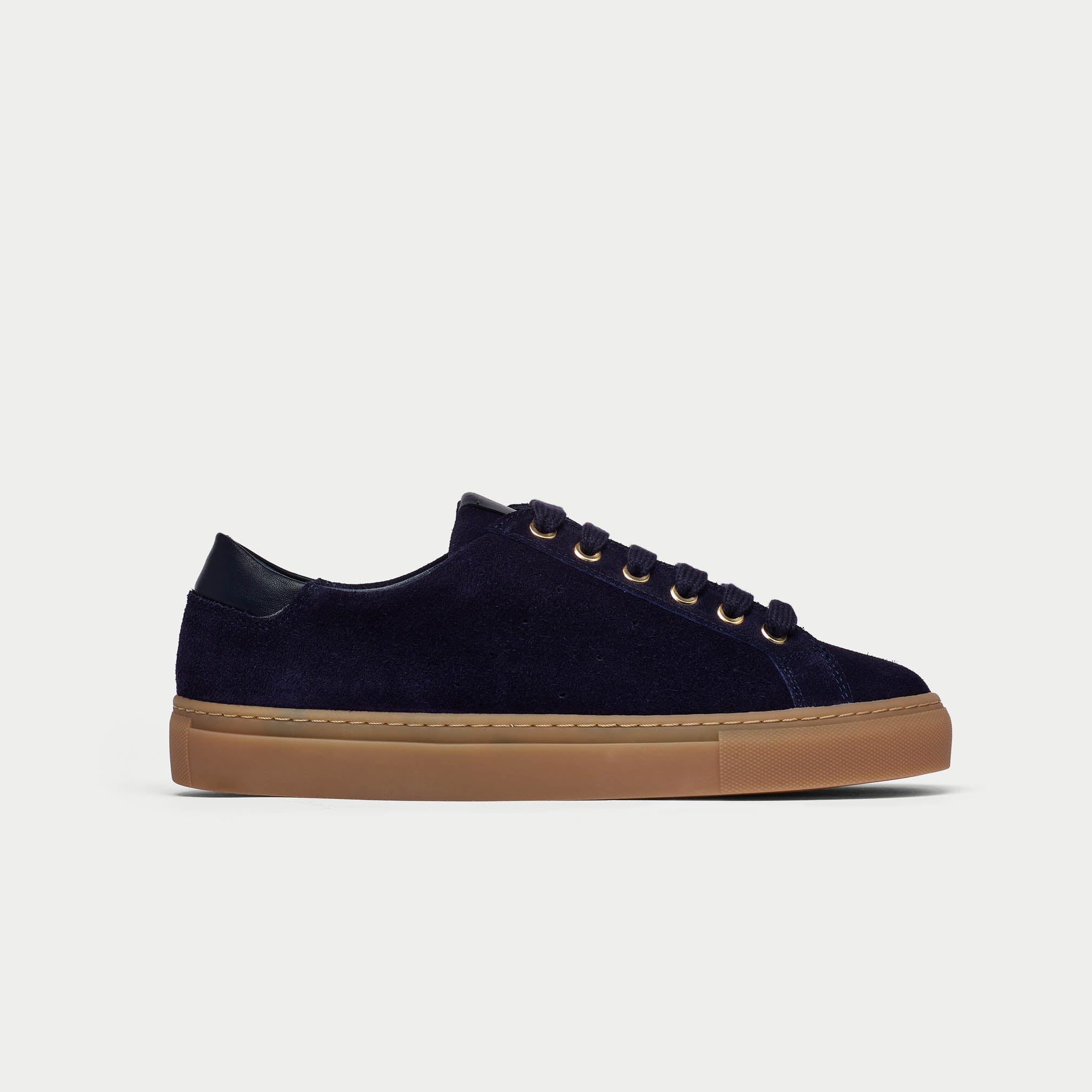 star navy suede trainer for wide feet side view