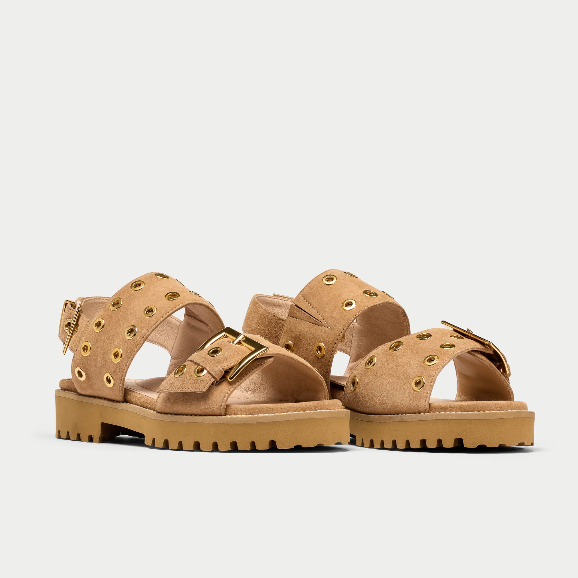 Ramona beige suede sandal shoe pair