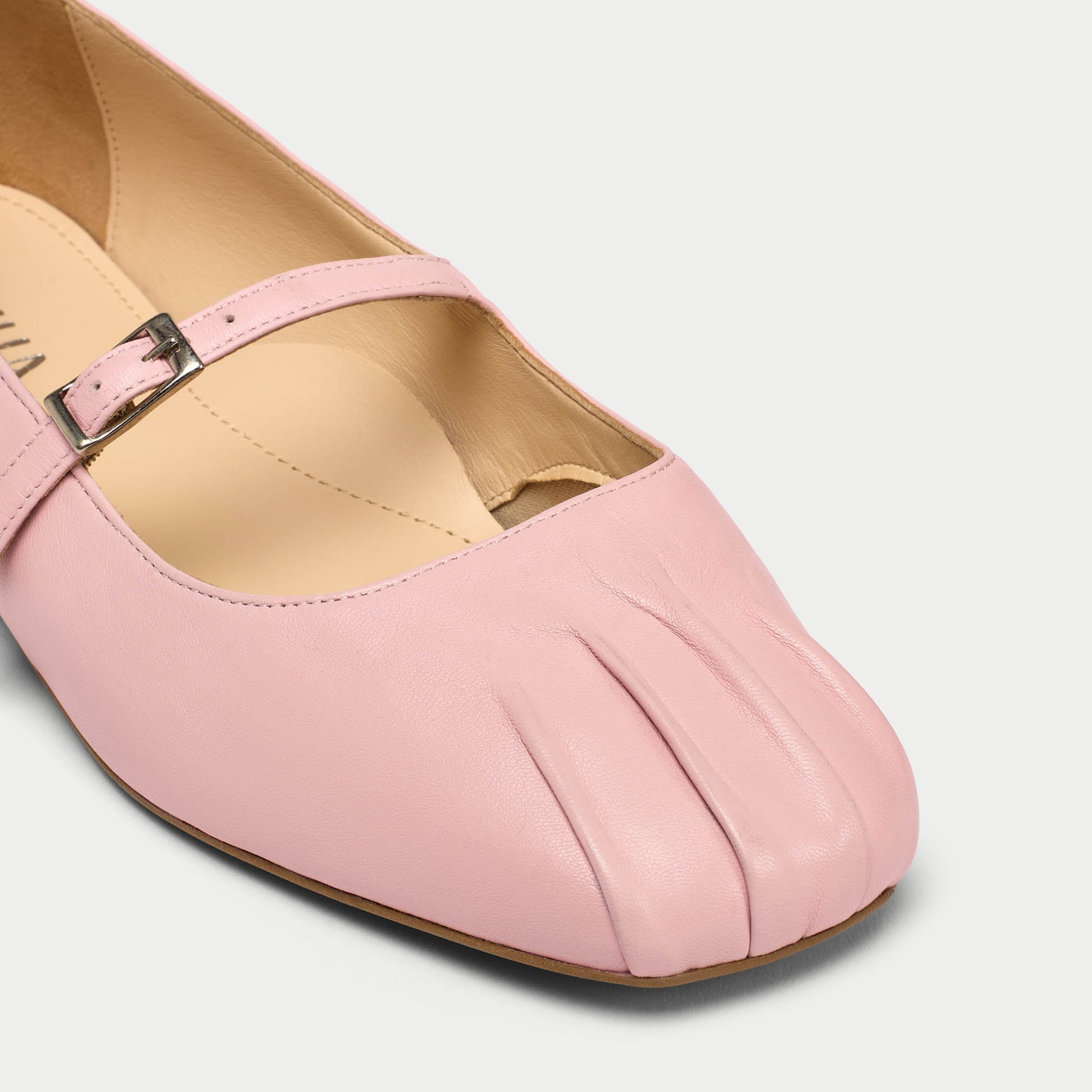 Rosemary pink flat ballerina tip close up