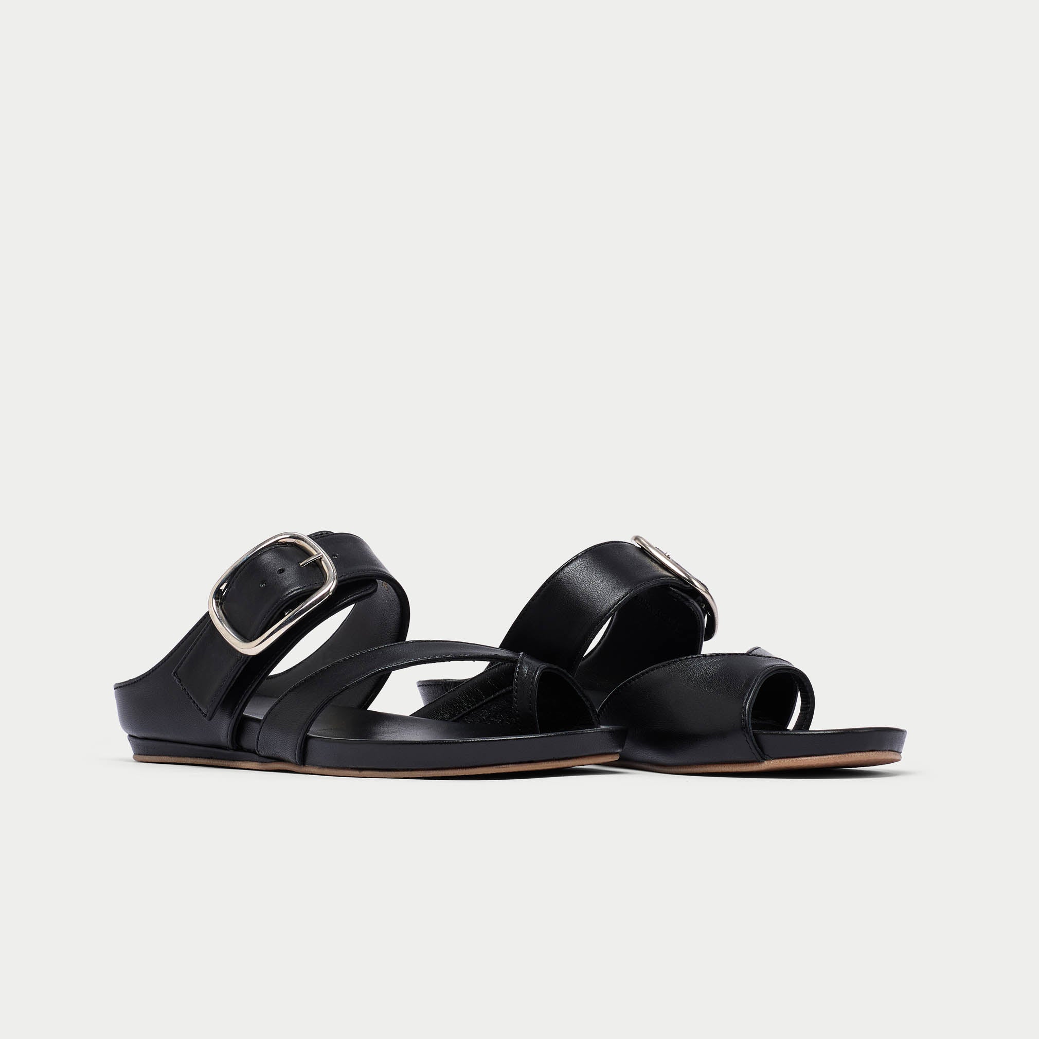 Ruby - All Black Leather Sandals