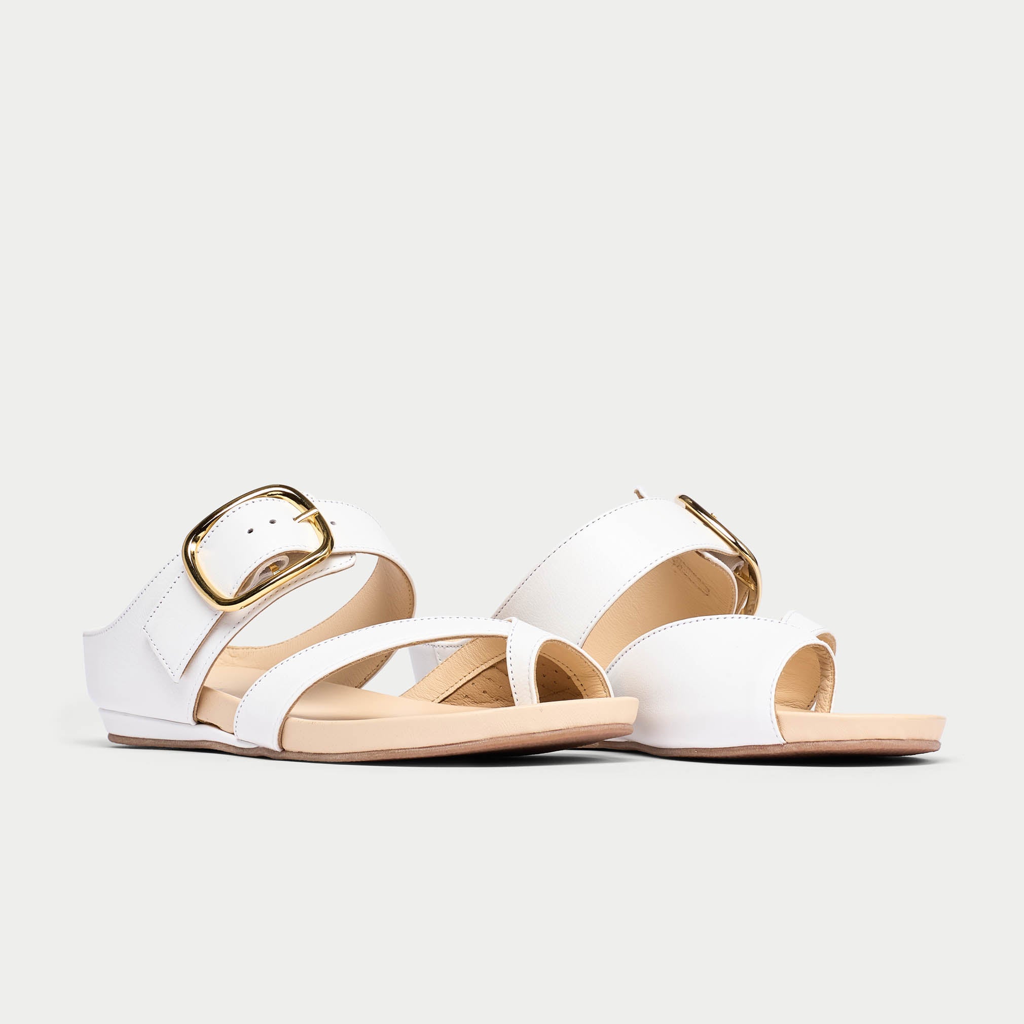 Ruby white leather sandal pair