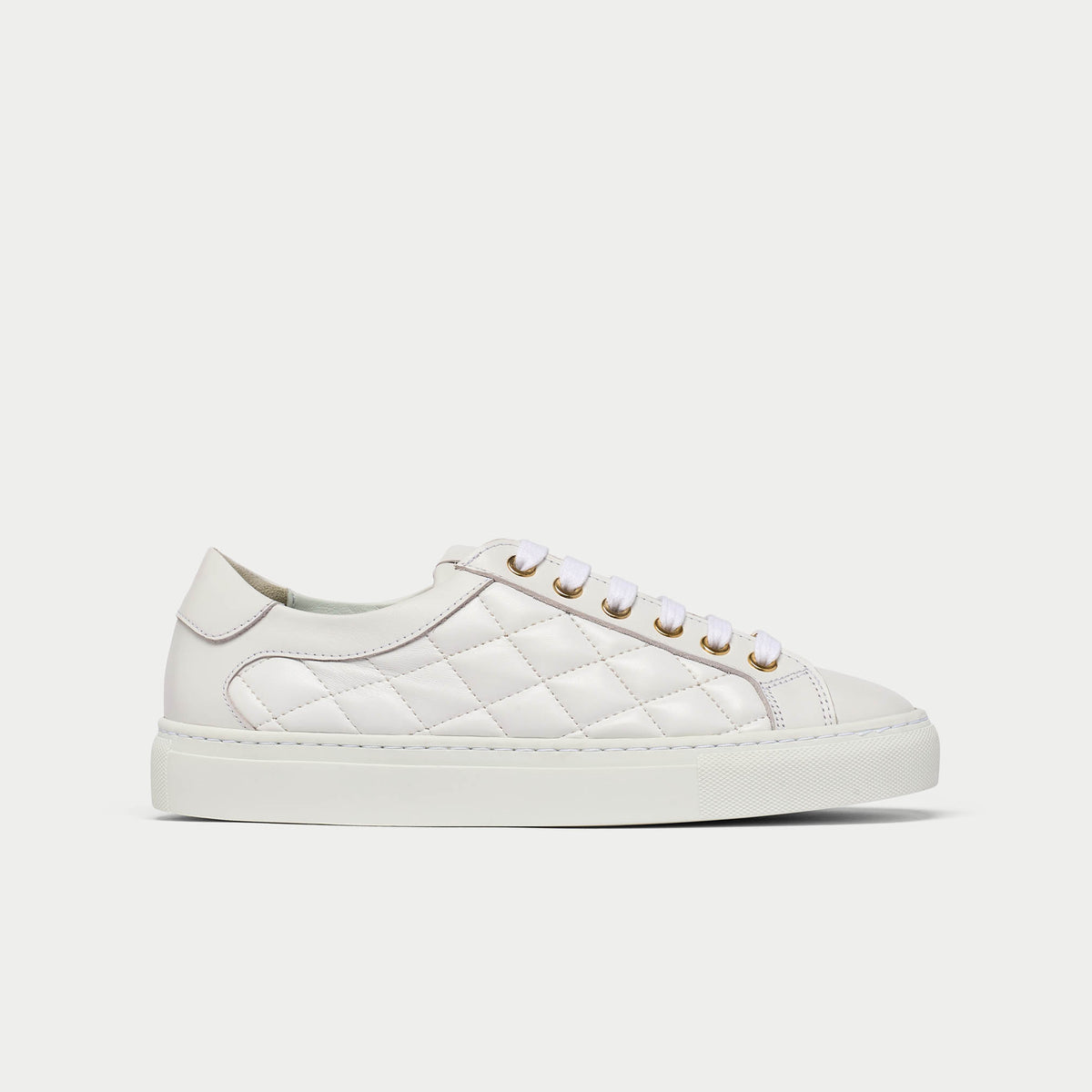 Star - White Quilted Leather Wide Fit Sneakers