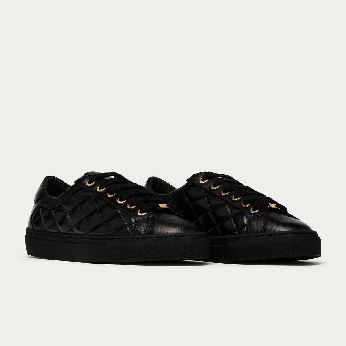 Star - Black Quilted Leather Wide Fit Trainers (image 6)