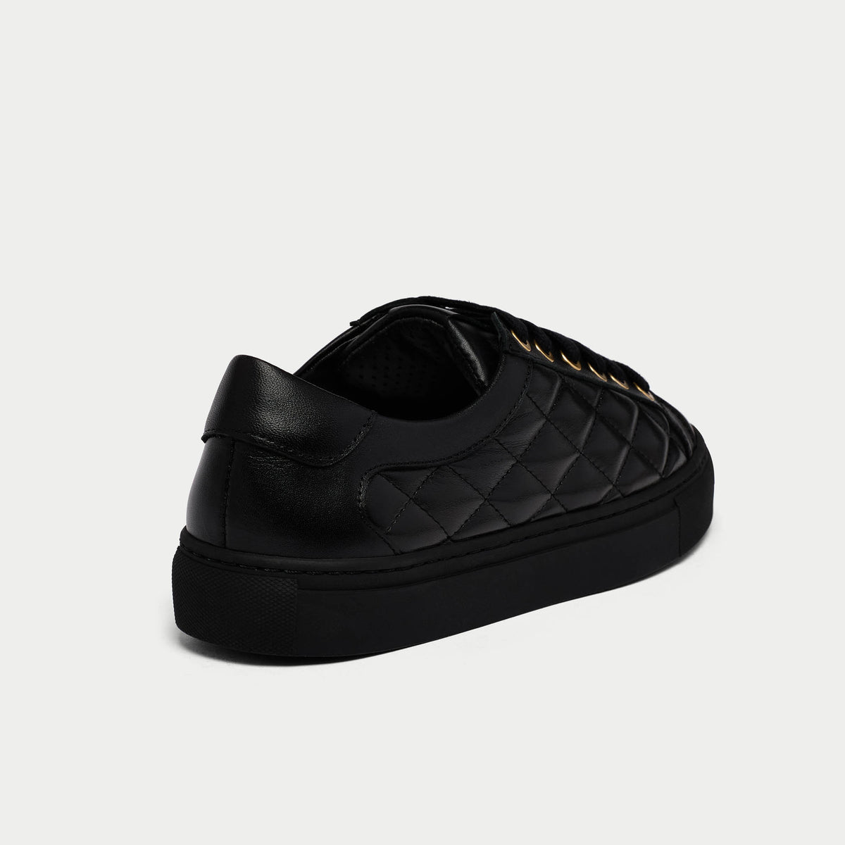 Star - Black Quilted Leather Wide Fit Trainers (image 7)
