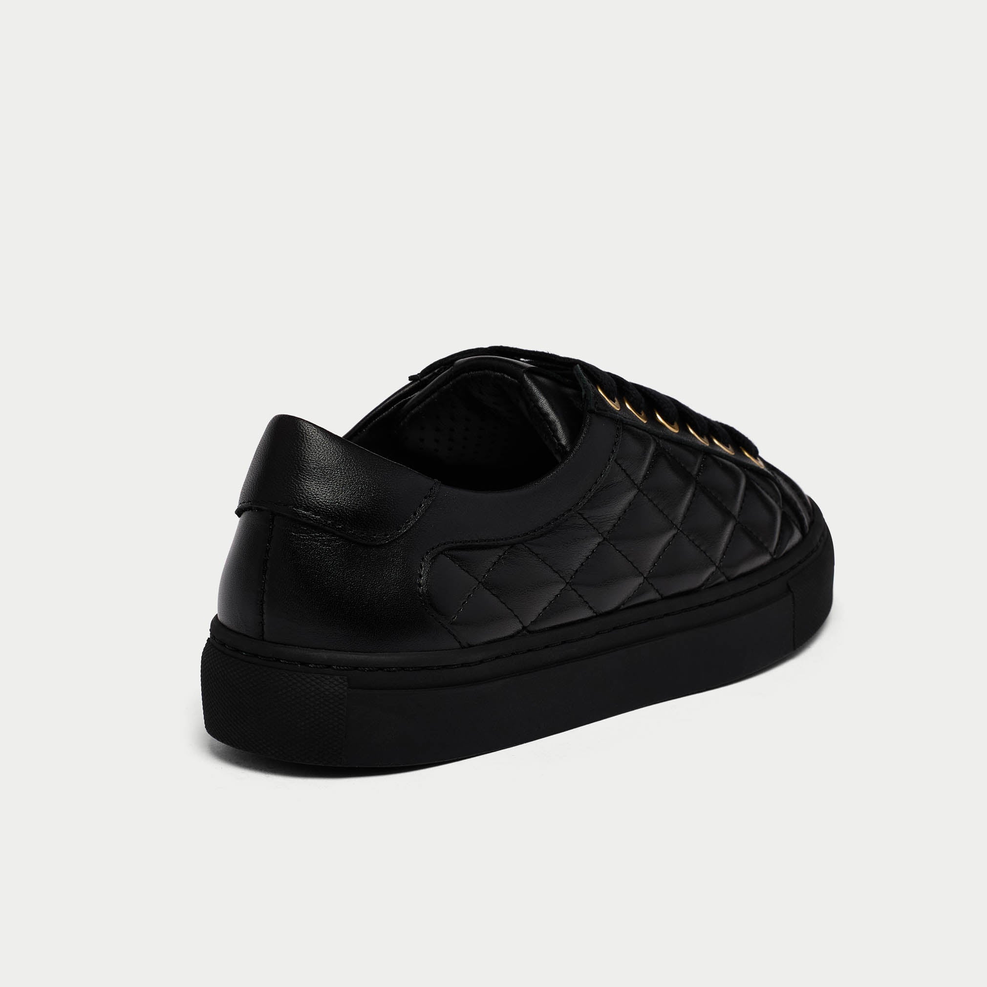 Star black leather sneakers back/sideview