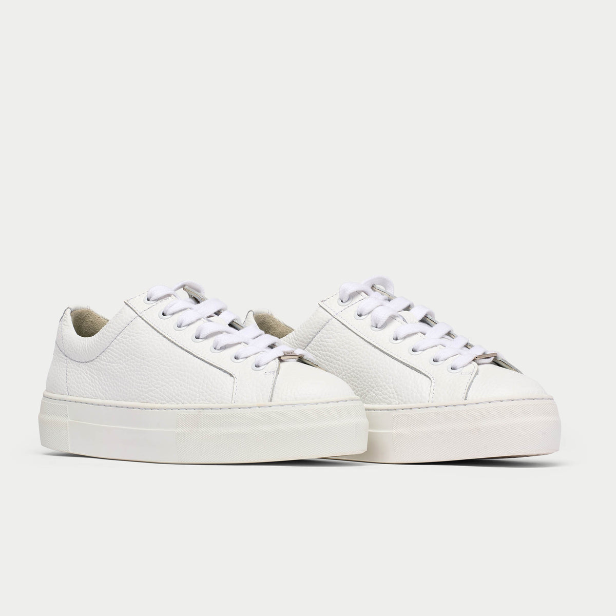 Saturn - White Leather Wide Fit Trainers (image 2)