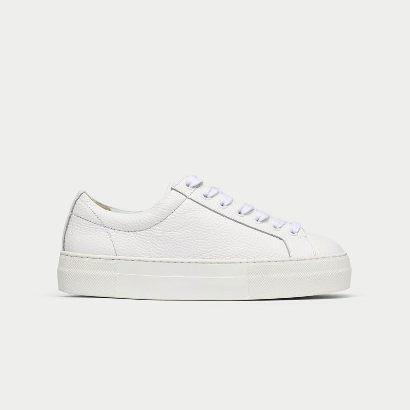 Saturn - White Leather Wide Fit Trainers