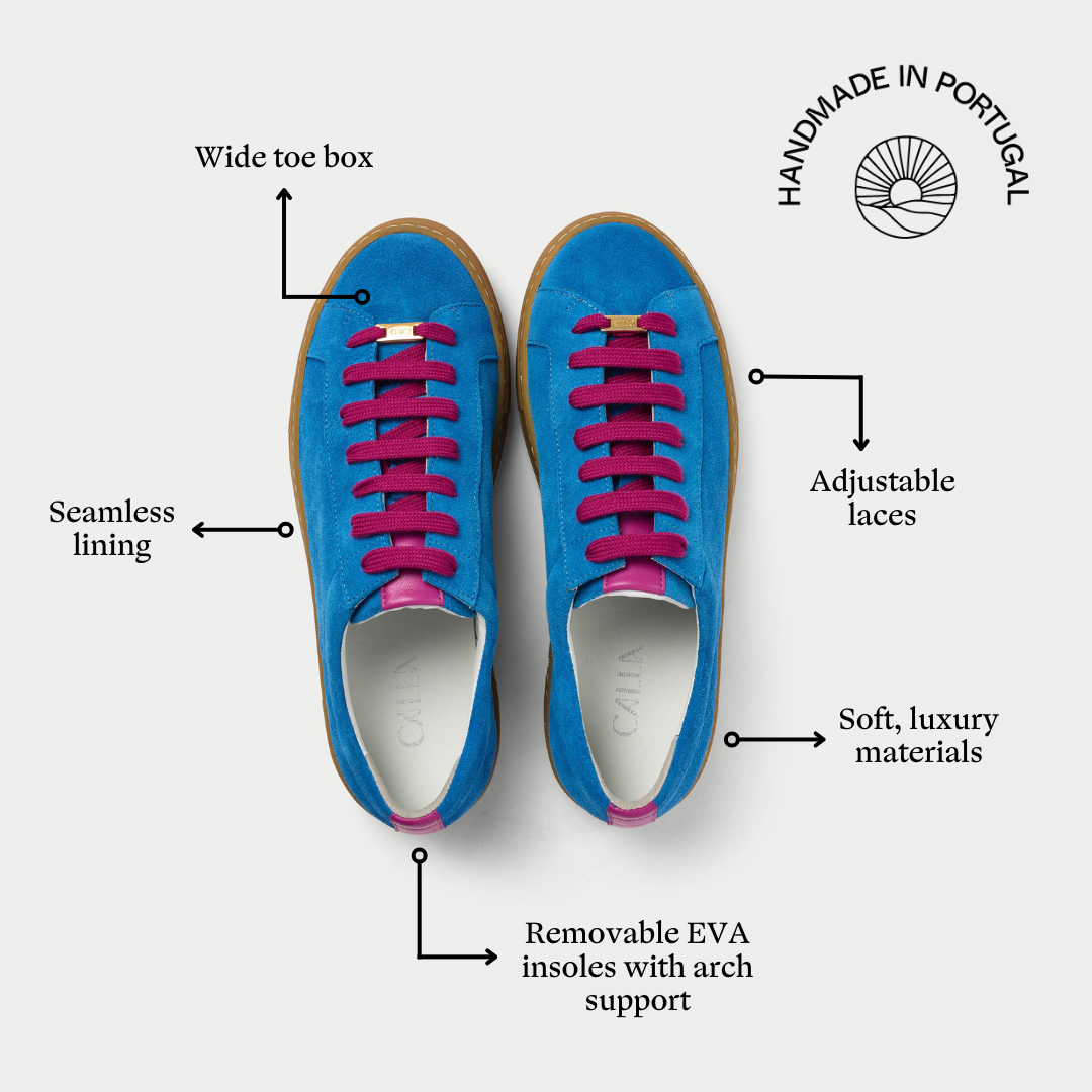 saturn blue suede trainers features