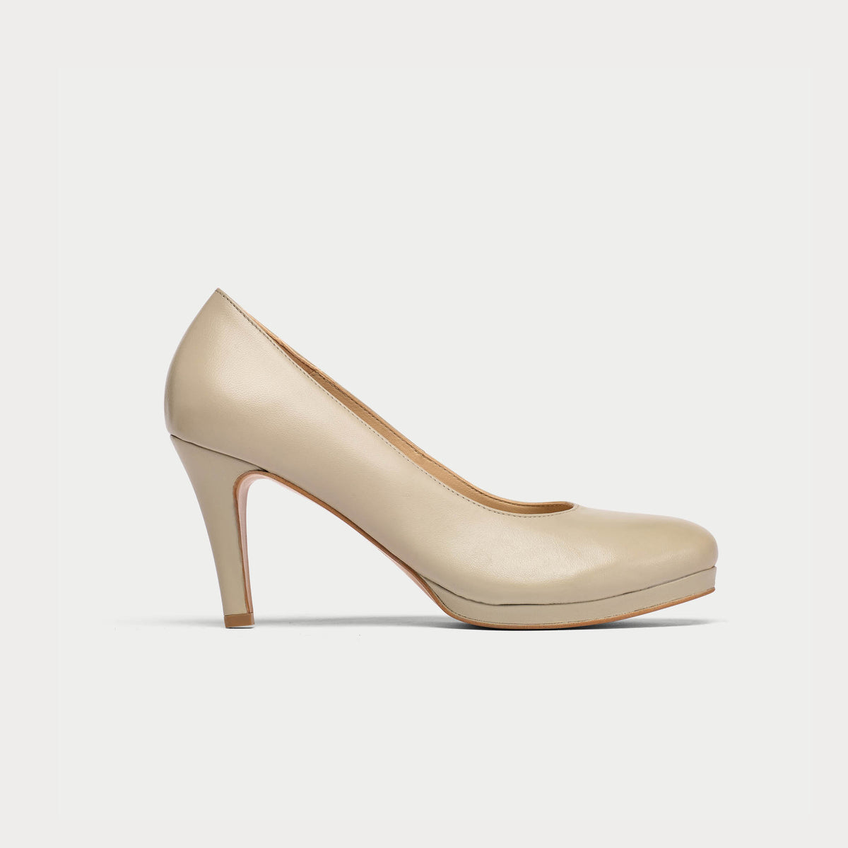 Sophia - Neutral Leather Pumps