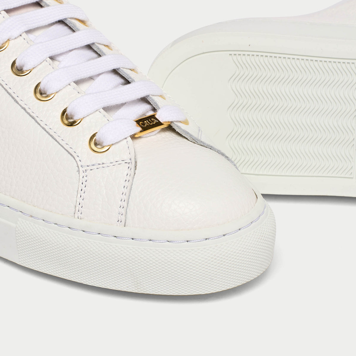 Star - White Grain Leather Wide Fit Trainers (image 5)