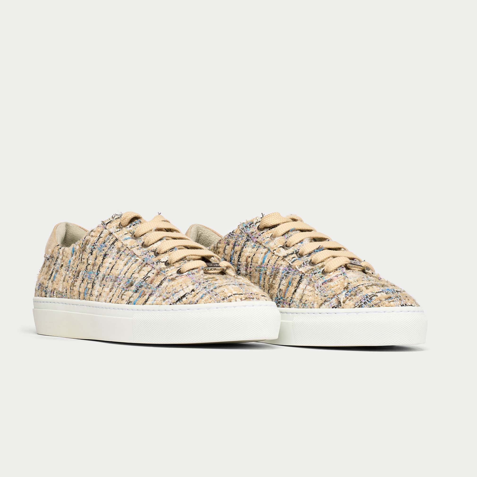 star beige tweed trainers for wide feet pair