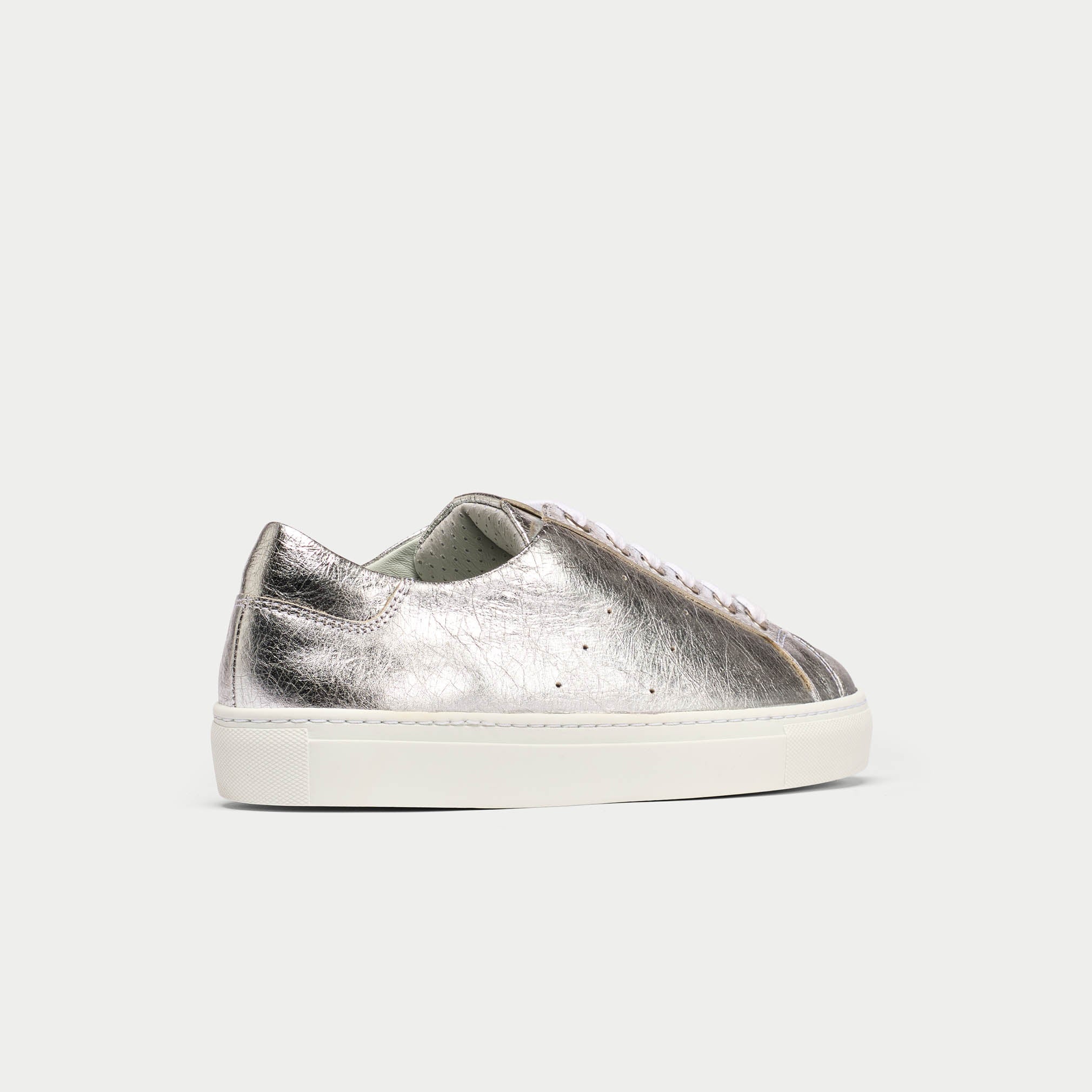 Star silver leather trainer back view