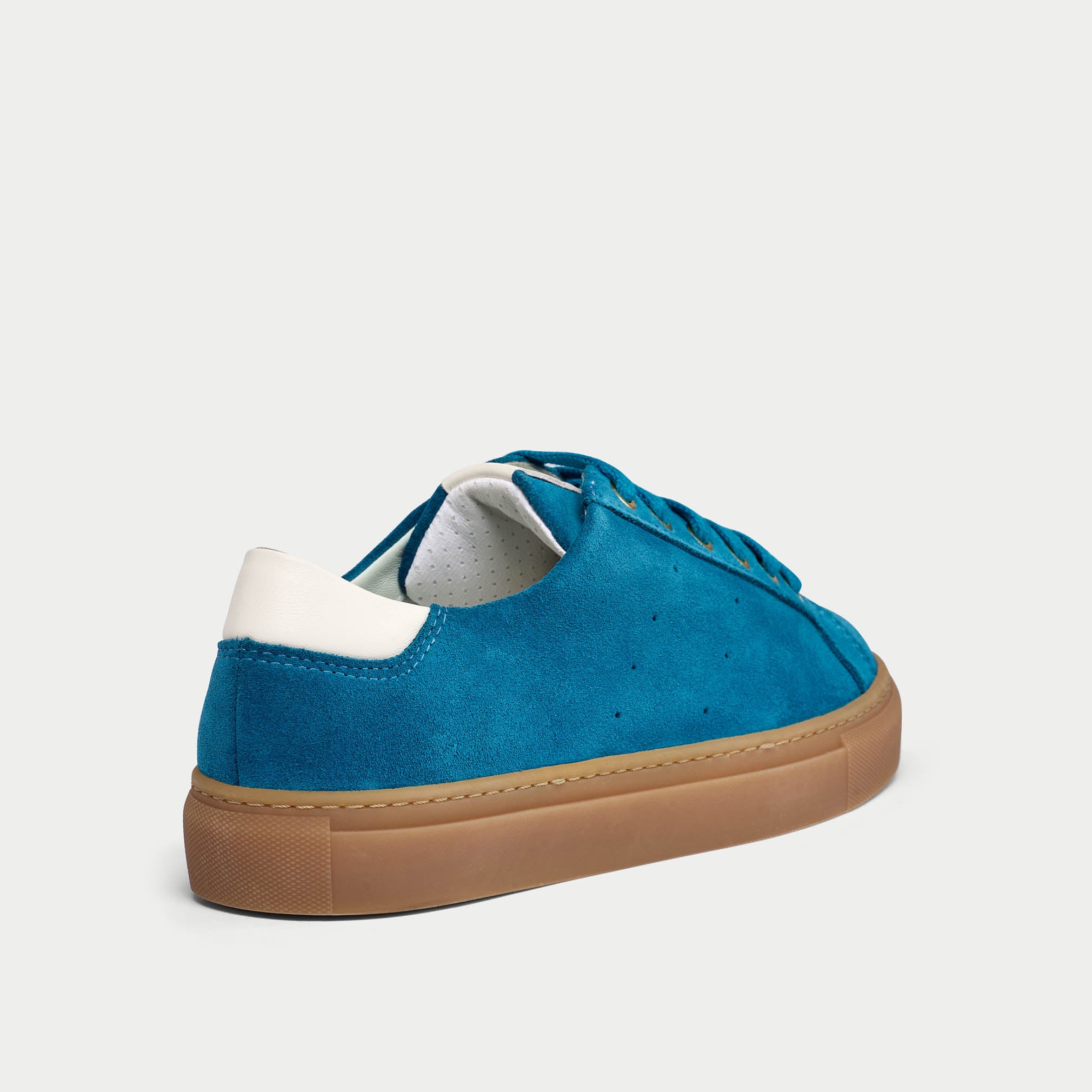 Star teal suede sneakers back/side view