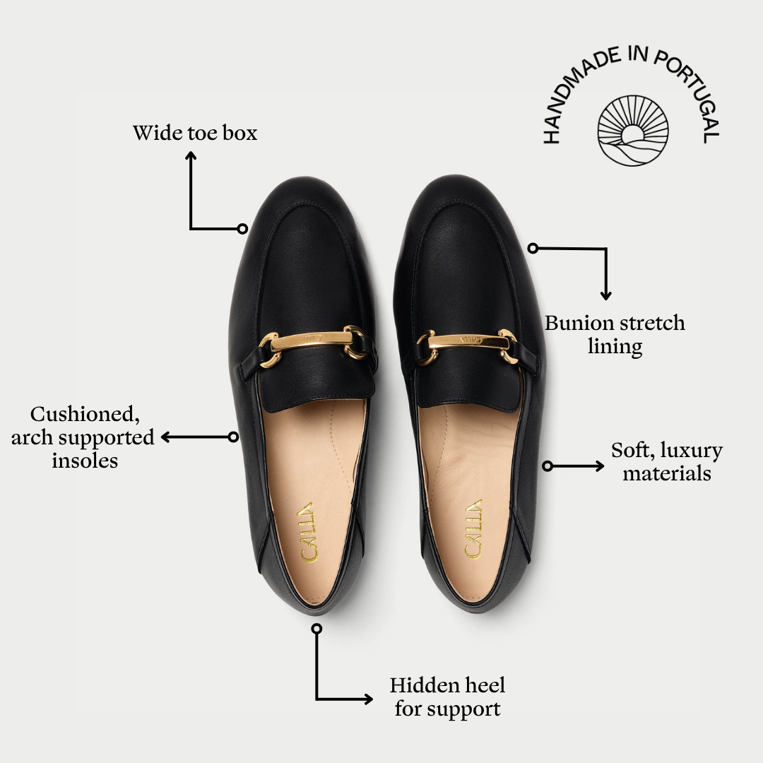 Ada - Black Leather Loafers