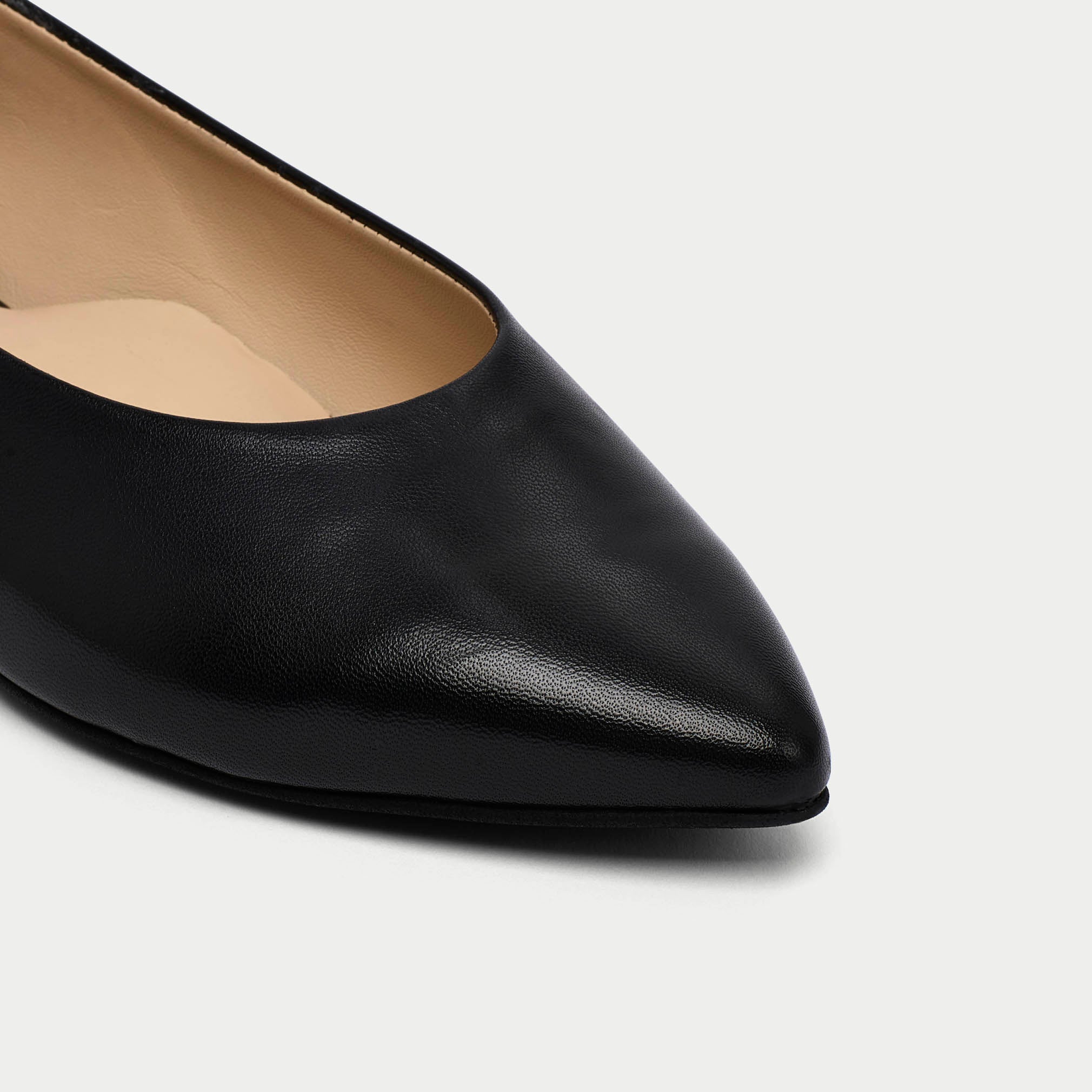 Calla Agata Black leather flat court shoe