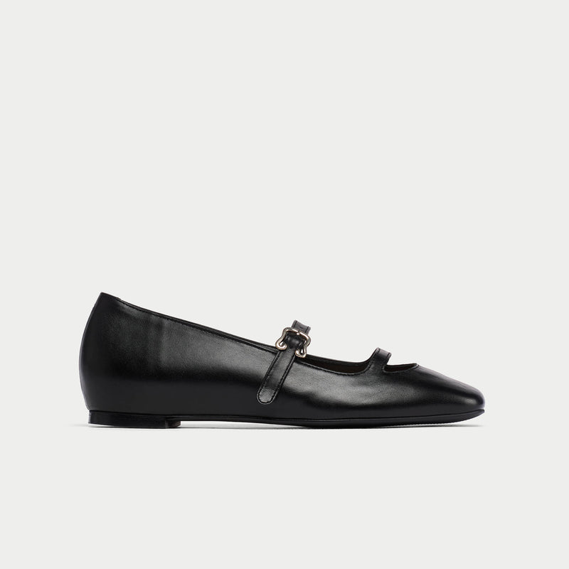 Alexa - Black Leather Ballerinas