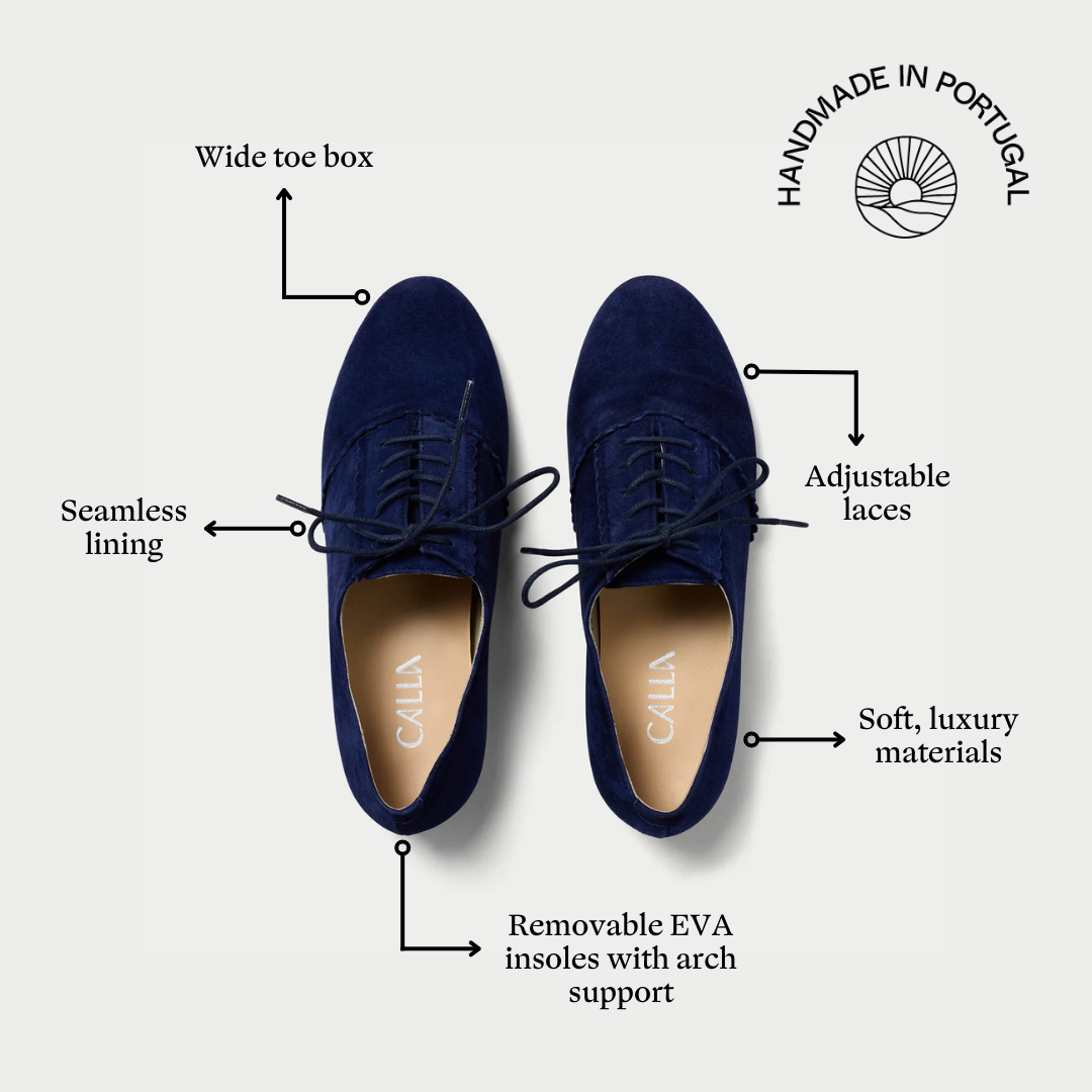 Aster navy suede shoes features