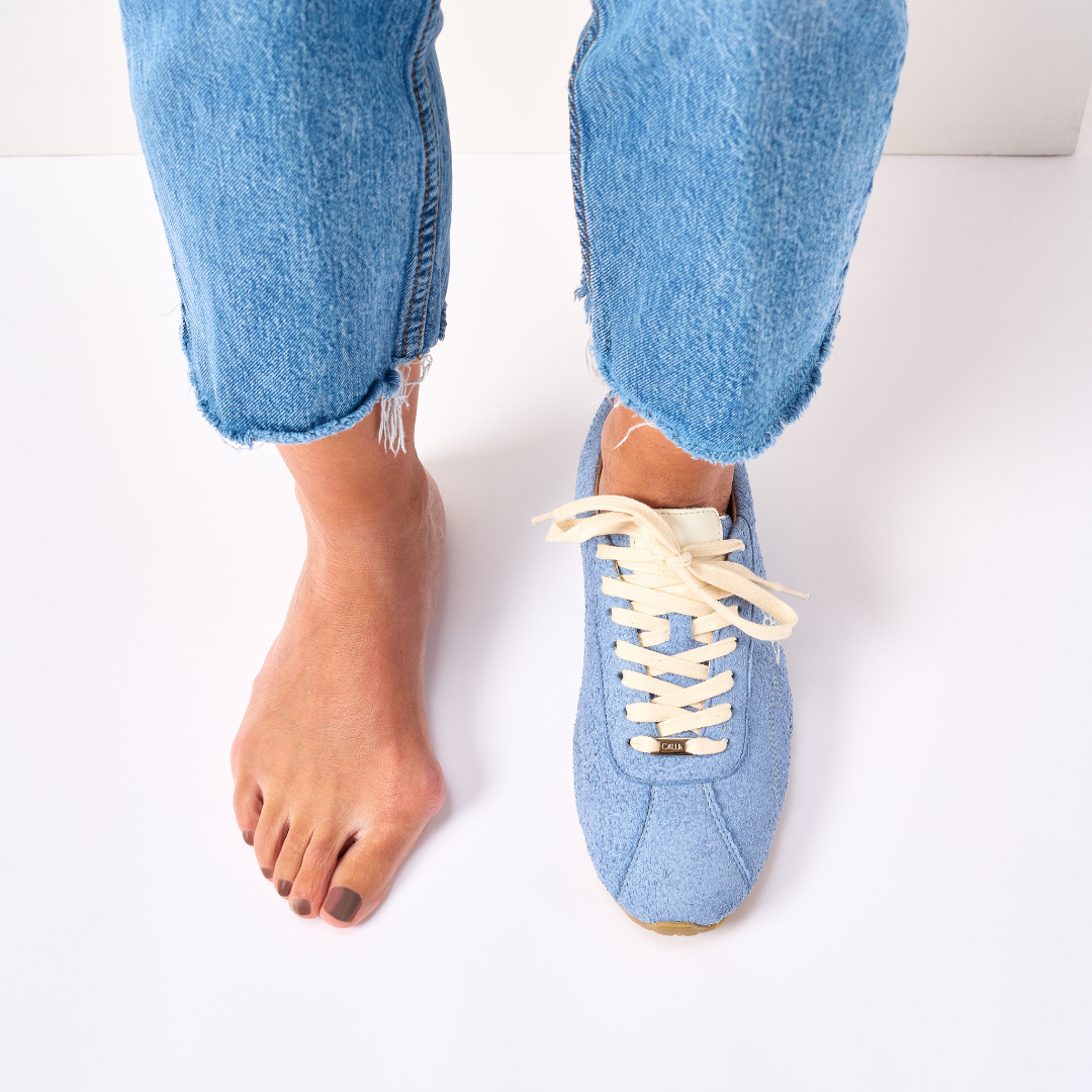Aurora - Ice Blue Suede Wide Fit Trainers